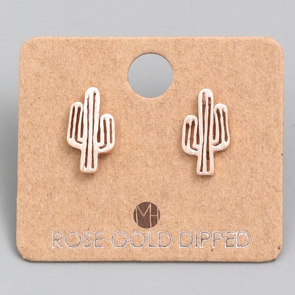 Rose Gold Cactus Earrings